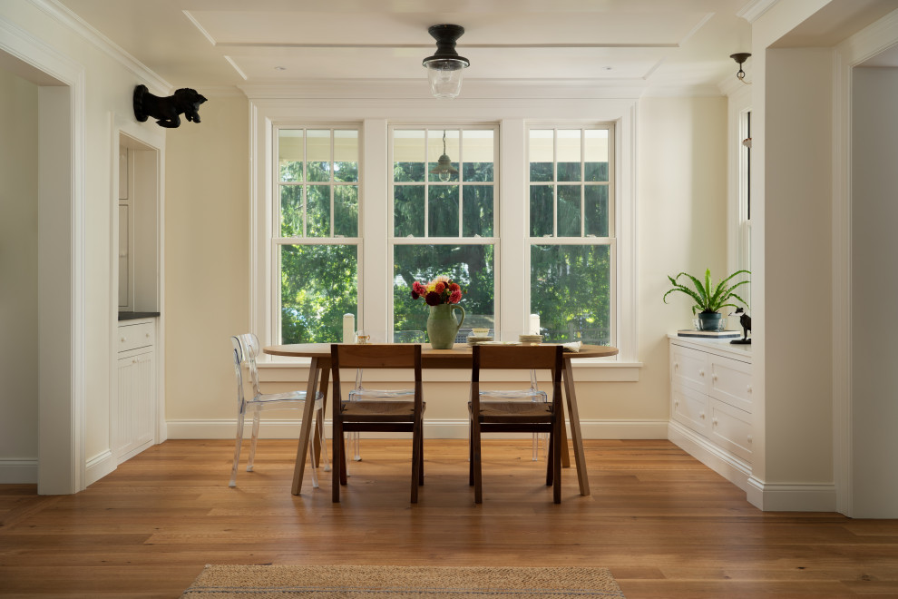 This is an example of a farmhouse dining room in Providence.