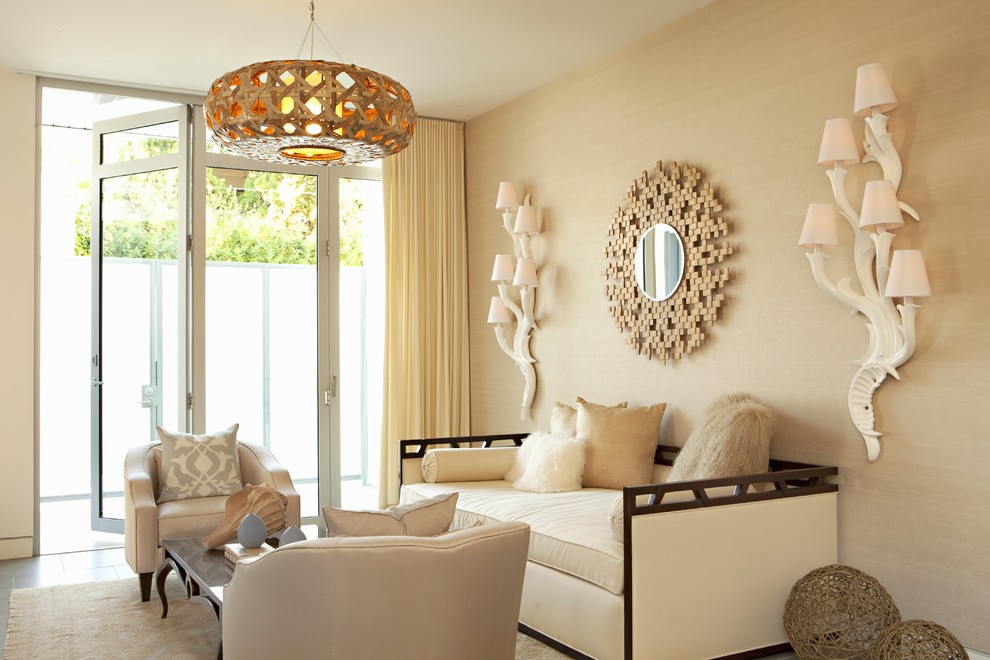 This is an example of a transitional formal enclosed living room in Los Angeles with beige walls.