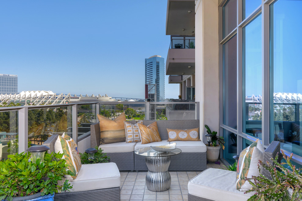 San Diego Downtown Highrise Traditional Balcony San Diego by Joan Peters Design