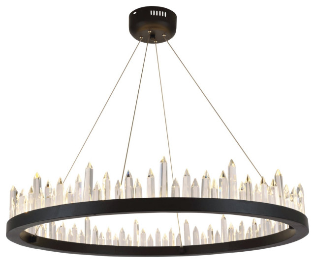 Elegant Lighting 1705D31 Malta 32"W LED Crystal Ring Chandelier Contemporary Chandeliers