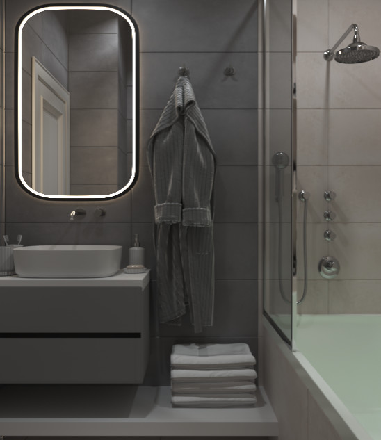 Маленький санузел 3м2  в современном стиле.