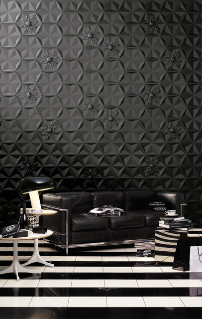 Bisazza Glass Tile - Black Frozen Garden moderne-dagligstue