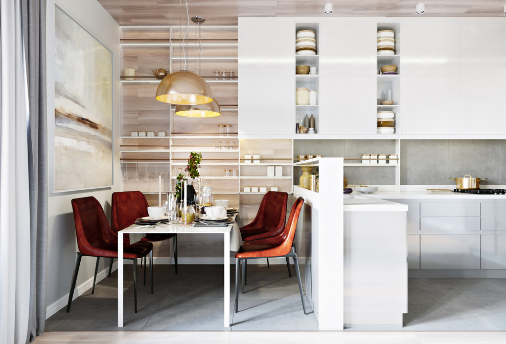 Интерьер объединенных кухни-гостиной