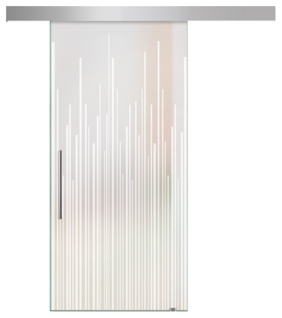 Glass Sliding Barn Door Privacy Opaque Sandblasting / Frosted Square