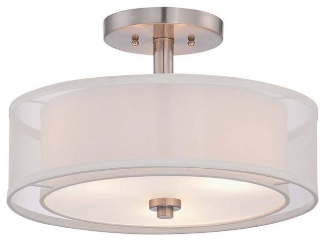 Parsons Studio 3 Light Semi Flush Mount Brushed Nickel Translucent Parsons Studio 3 Light Semi Flush Mount
