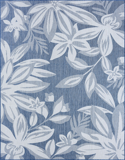 Edda Transitional Floral Indoor Rug, Blue/Cream, 7'11"x10'3"