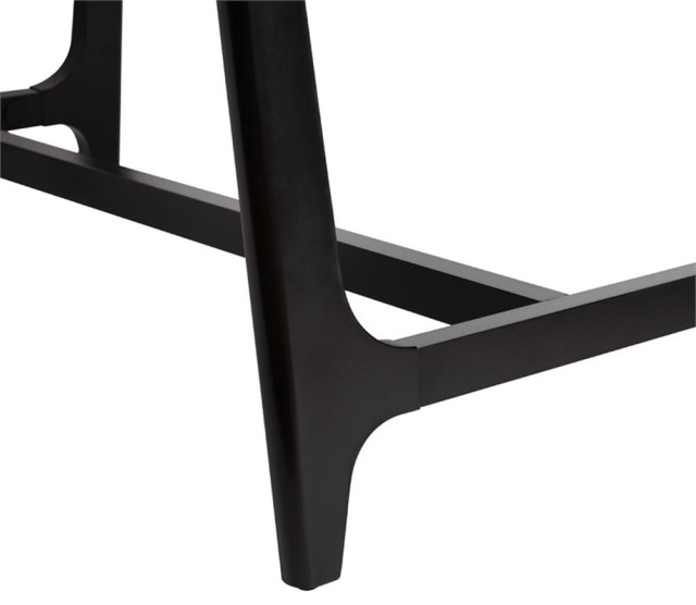 Walker Edison Modern Solid Wood Trestle Base Dining Table - Black Ash ...