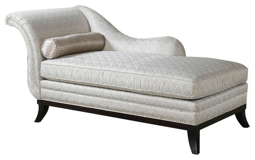 Kimbra Collection Beige Modern Classic Patterned Fabric Chaise Lounge