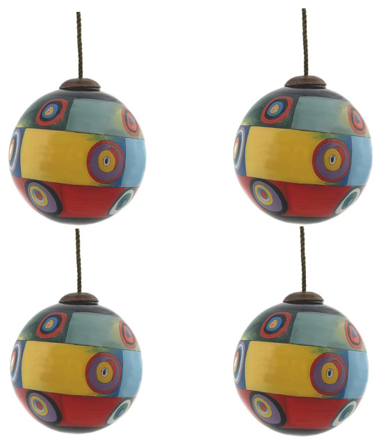Farbstudie Quadrate Glass Ornament Collection, Set of 4 Eclectic