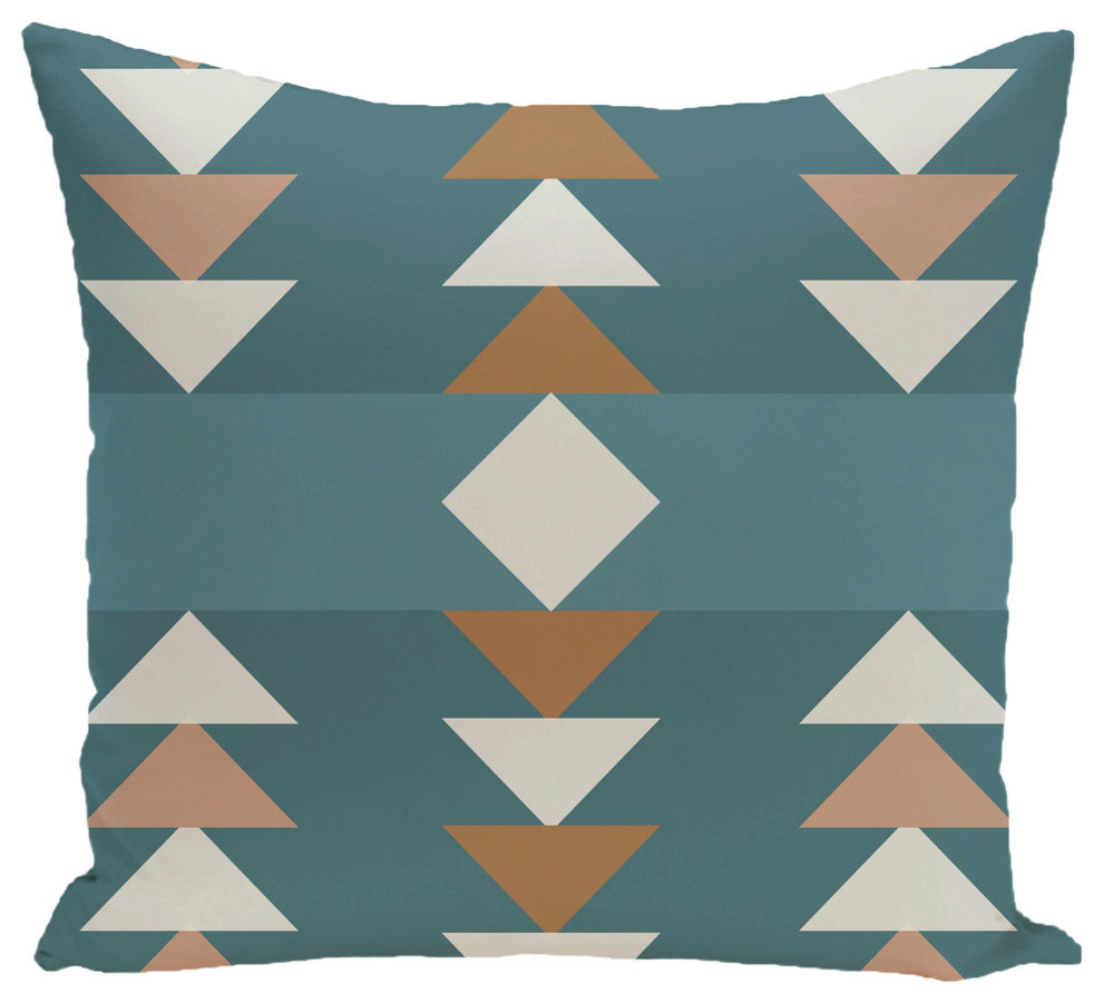 Sagebrush Geometric Print Pillow, Aqua, 18"x18"
