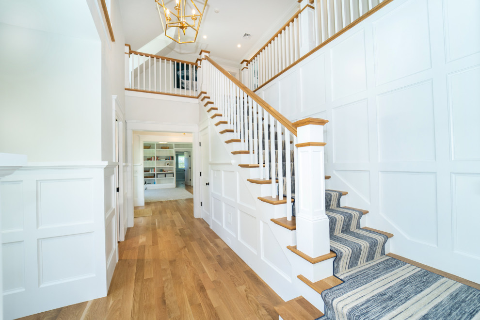 Inspiration for a large coastal staircase remodel in Boston