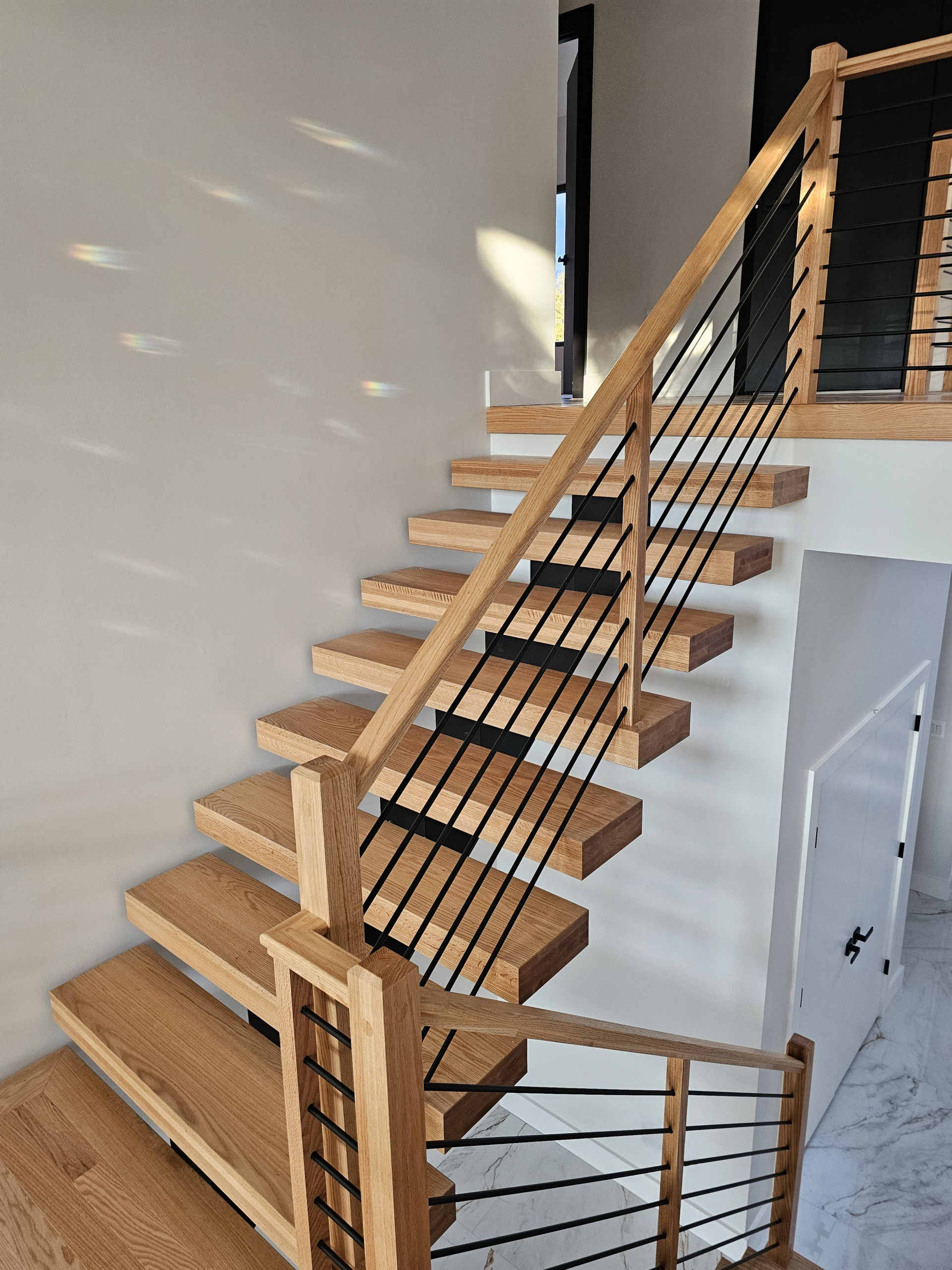 143_Modern Floating Red Oak and Metal Staircase, Sterling, VA