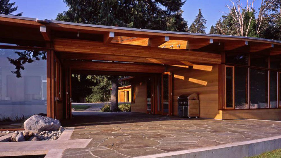 Elma Bay Curved Glulam Beams Minimalistisch Vancouver von Island TimberFrame Ltd. Houzz