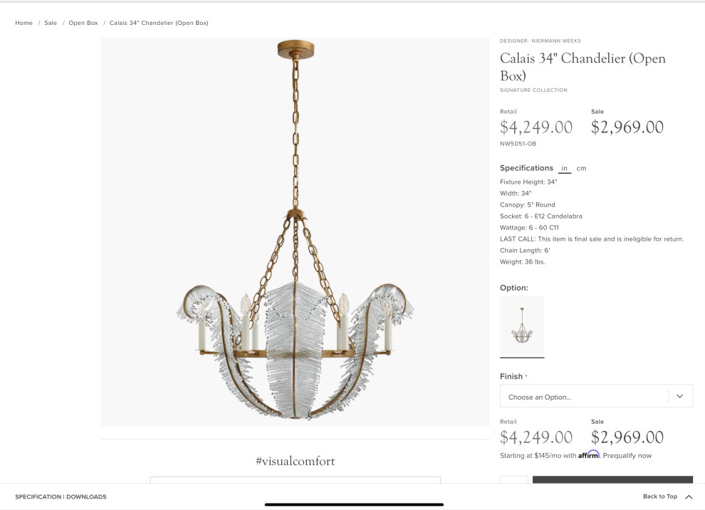 Open Box Sale at Visual Comfort