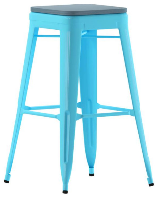 4Pack 30" Teal Stool, Teal Seat Modern Bar Stools And Counter