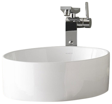 Ronbow 15 3 4 Single Bowl Barrel Round Bathroom Vessel Sink In White 200008 Wh