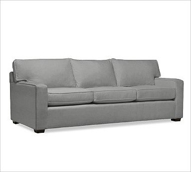 PB Square Upholstered Sleeper Sofa, Polyester Cushions, Textured Basketweave Met