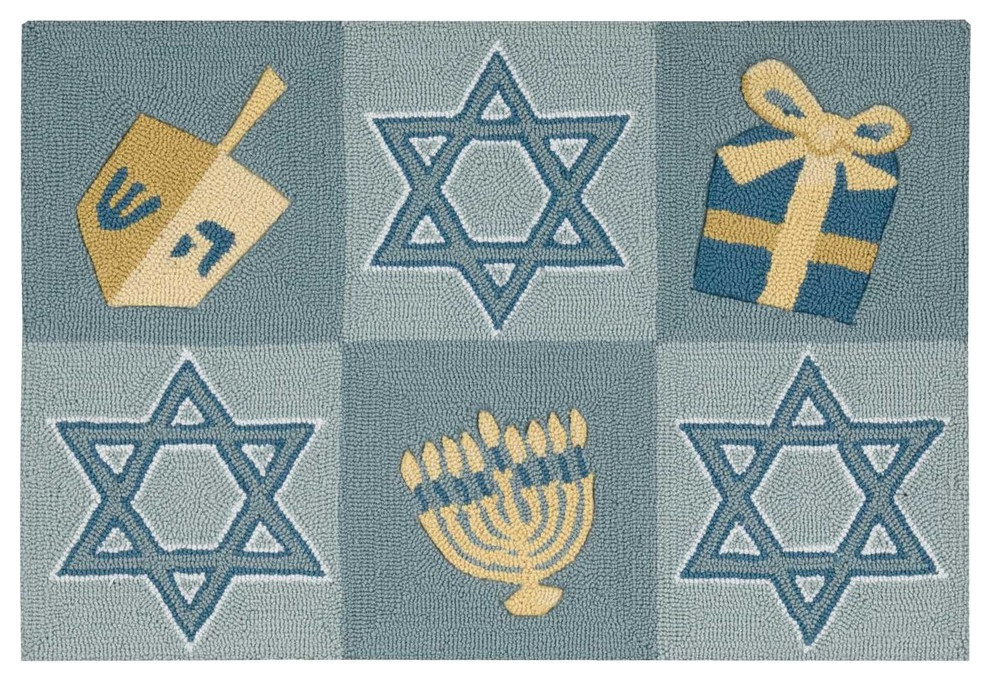 Everywhere Hanukkah Accent Rug, Light Blue, 1'8"x2'6"