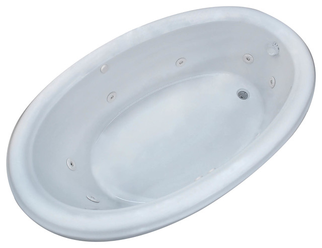 Belle 36 x 60 Oval Whirlpool Jetted Drop-In Bathtub, Right Drain Configuration