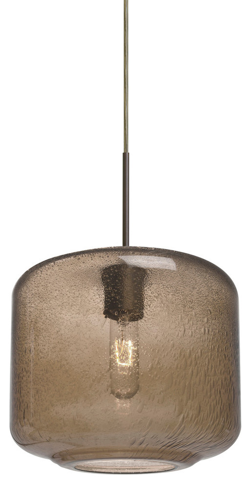 Niles 1-Light Pendant Lighting, Bronze, Smoke Bubble Glass