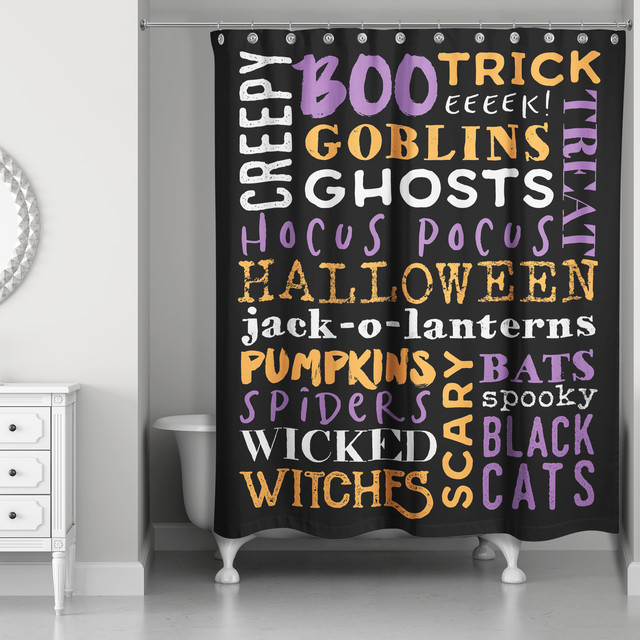 Halloween Words Shower Curtain Contemporary Shower Curtains by