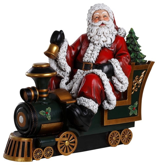 Santa in Train Figurine