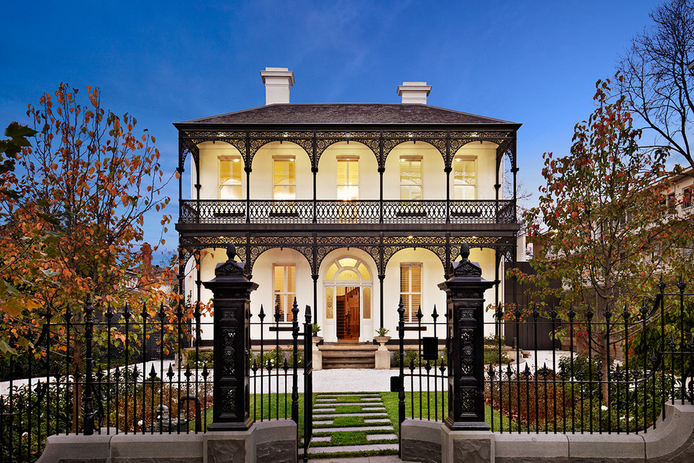 Traditional two-storey exterior in Melbourne with a hip roof.