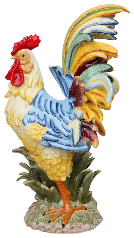 Large Blue Rooster Figurine 23 1/2"H