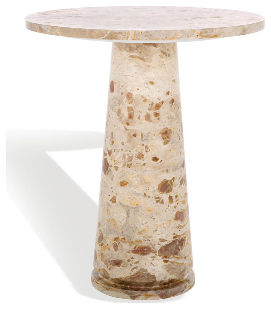 Safavieh Couture Valentia Tall Round Marble Accent Table - Transitional - Side Tables And End ...