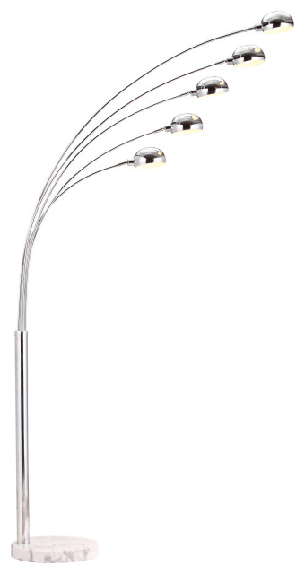 Dimmable Silver Chrome Stand White, Rousseau Double Boom Arm Floor Lamp