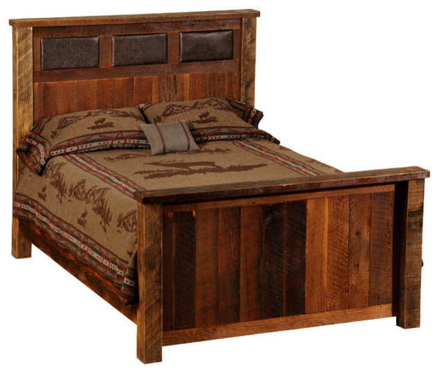 Fireside Lodge Reclaimed Wood and Leather Bed, California King Size