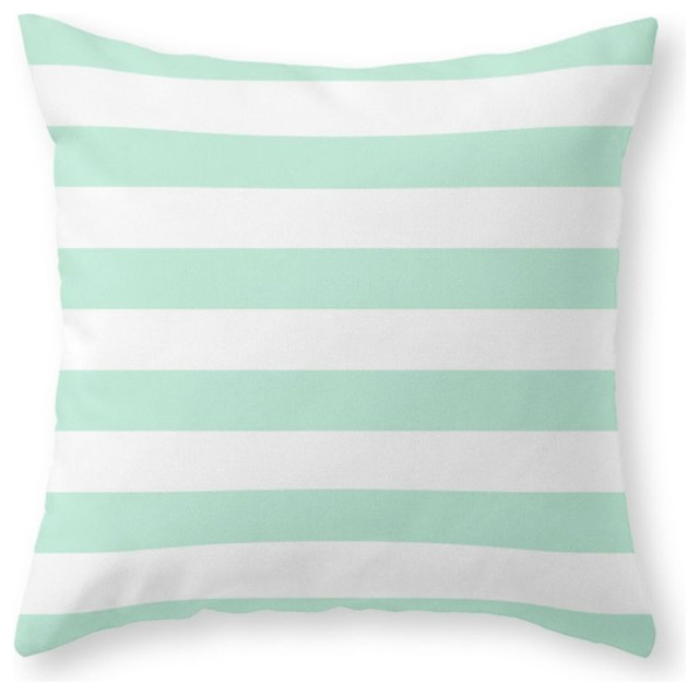 Shop Houzz Society6 Stripe Horizontal Mint Green Throw Pillow - Decorative Pillows
