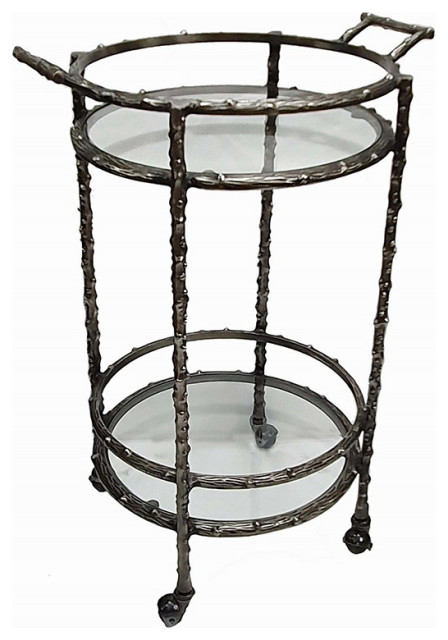 Twig Bar/Wine Cabinet or Cart, Silver Antique - Transitional - Bar ...