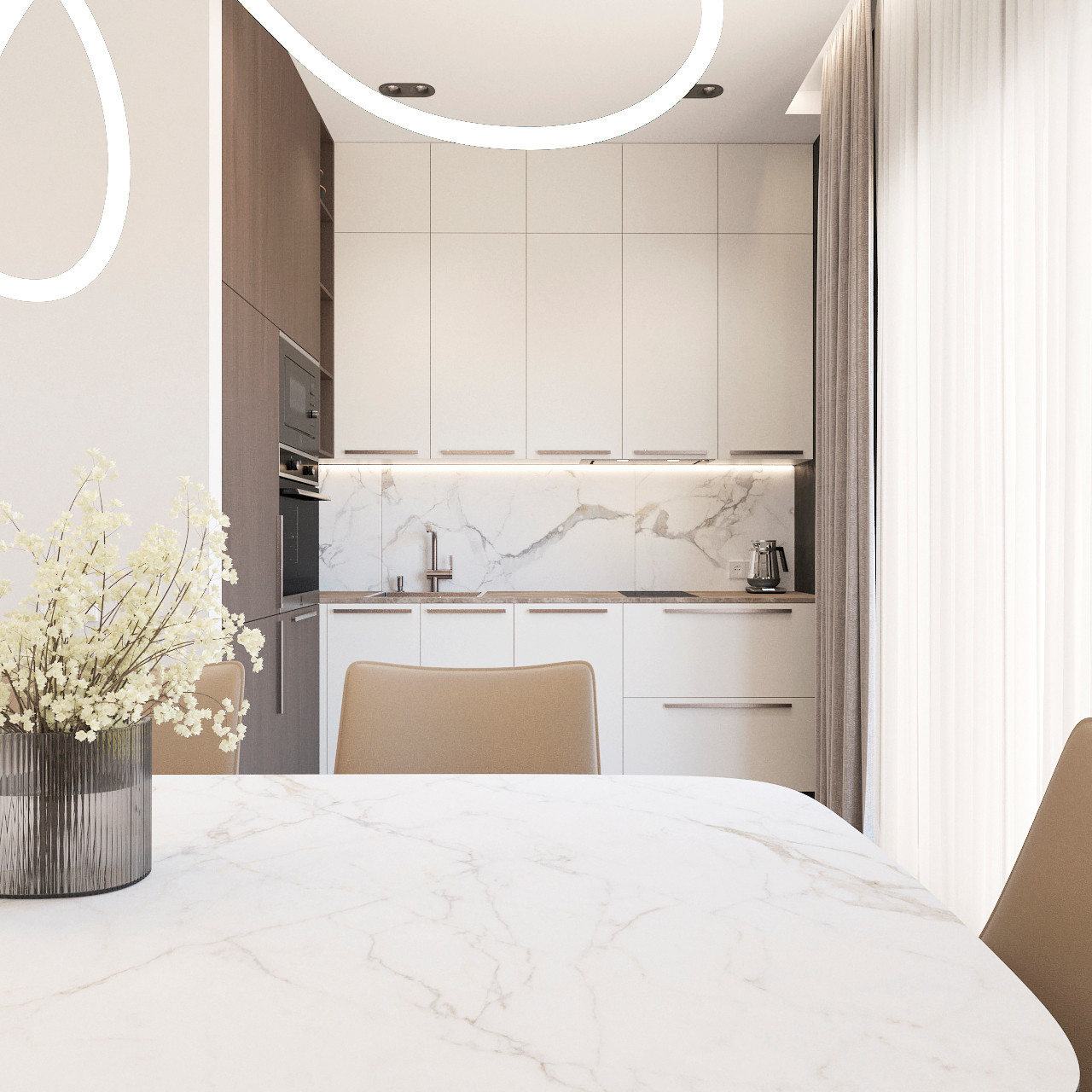 Проект кухни-гостиная 35 м.кв