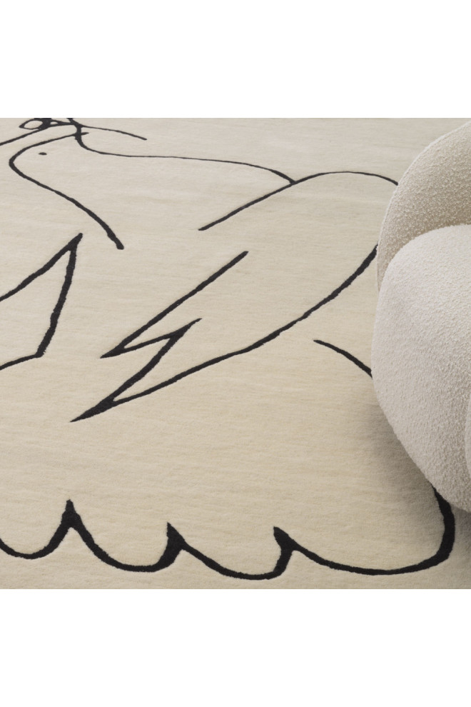 Off White Wool Carpet 7' x 10' Eichholtz Piccione Contemporary Area Rugs by OROA