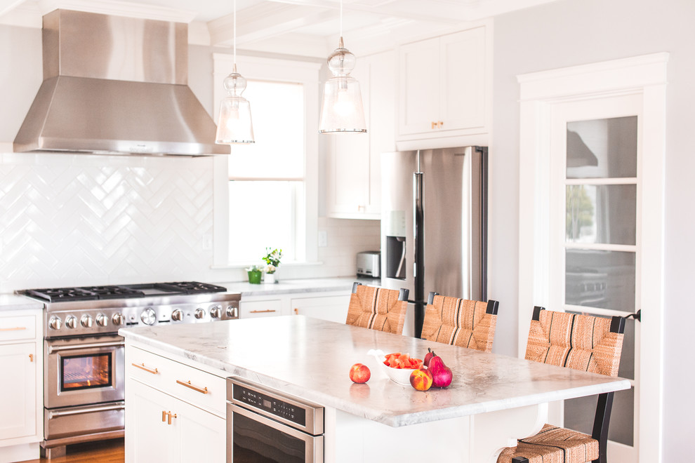 Inspiration for a transitional kitchen remodel in Boston