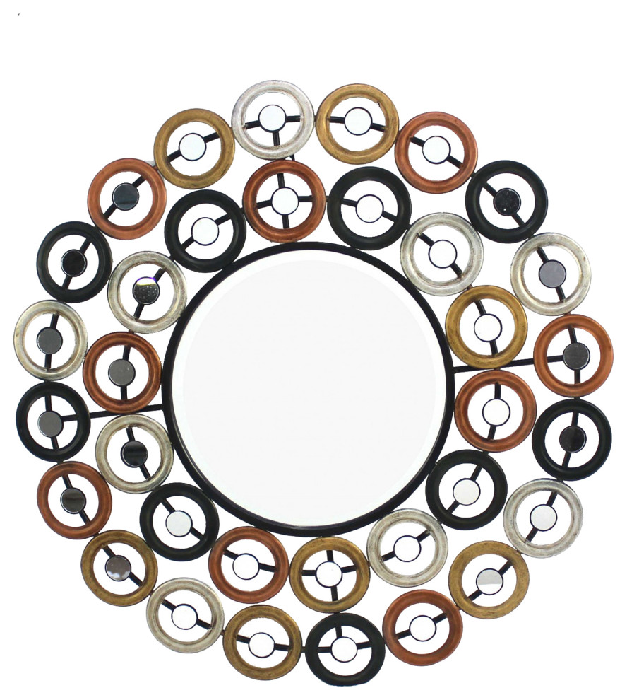 Modern Stylish Mirrored Metal Wall Decor 31" x 31" x 1", MultiColor