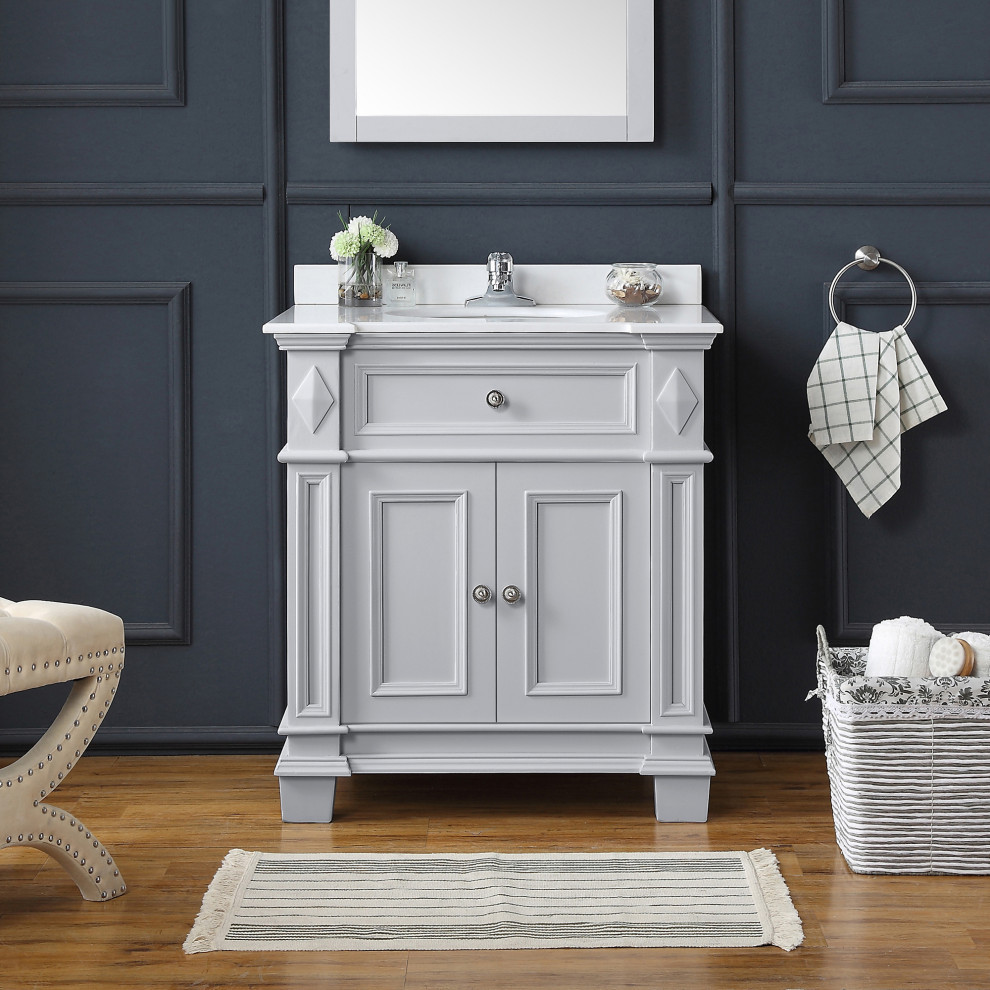 Ove Decors Barnsley 31 Dove Grey Single Sink Vanity With Cultured Stone Top Traditional Bathroom Vanities And Sink Consoles By Ove Decors