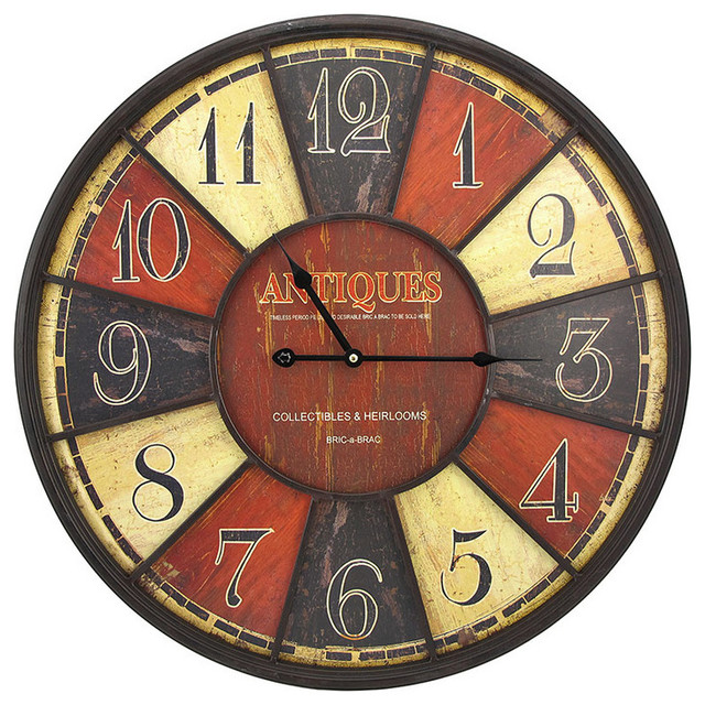 Large 'Antiques' Wall Clock 23 1/2 In.