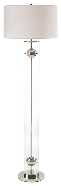 John Richard Modern Classic Nickel Acrylic Column Floor Lamp