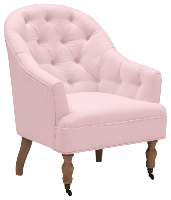 Rustic Manor Yair Accent Chair Upholstered, Linen, Pink