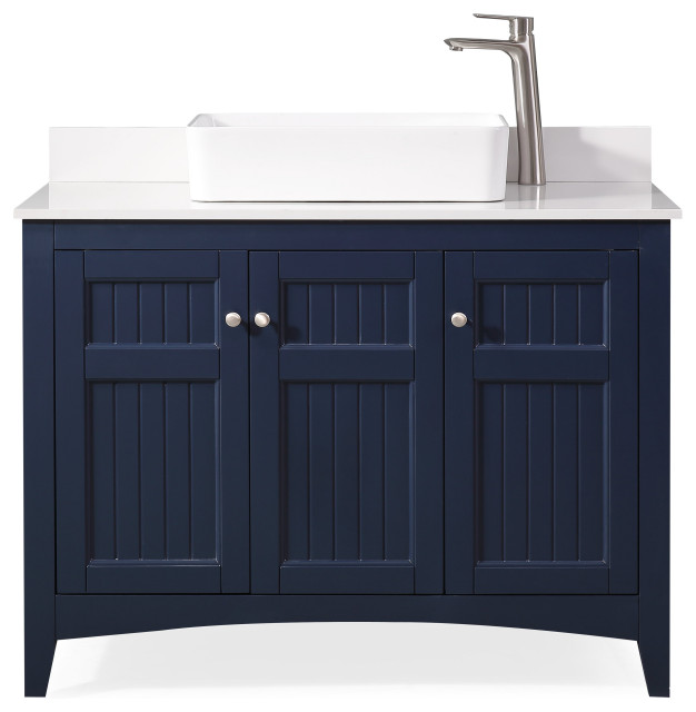 42” Thomasville Blue Vessel Sink Bath Vanity Transitional Bathroom
