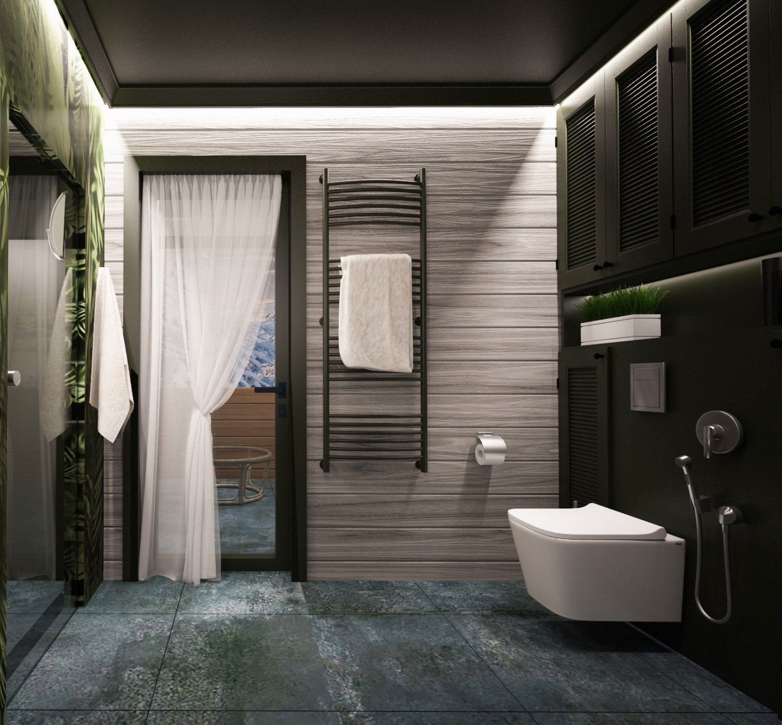 Санузел дочери в доме с печью