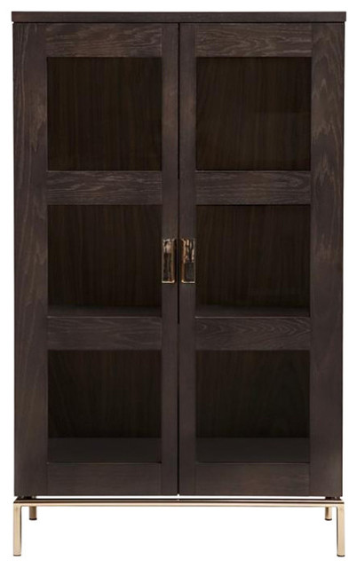 Pimlico Armoire With Glass Doors, Dark Brown