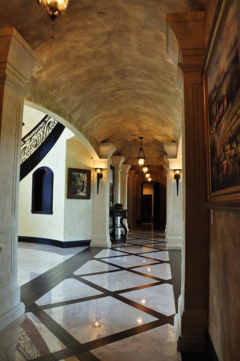Inspiration for a mediterranean hallway in Orange County.