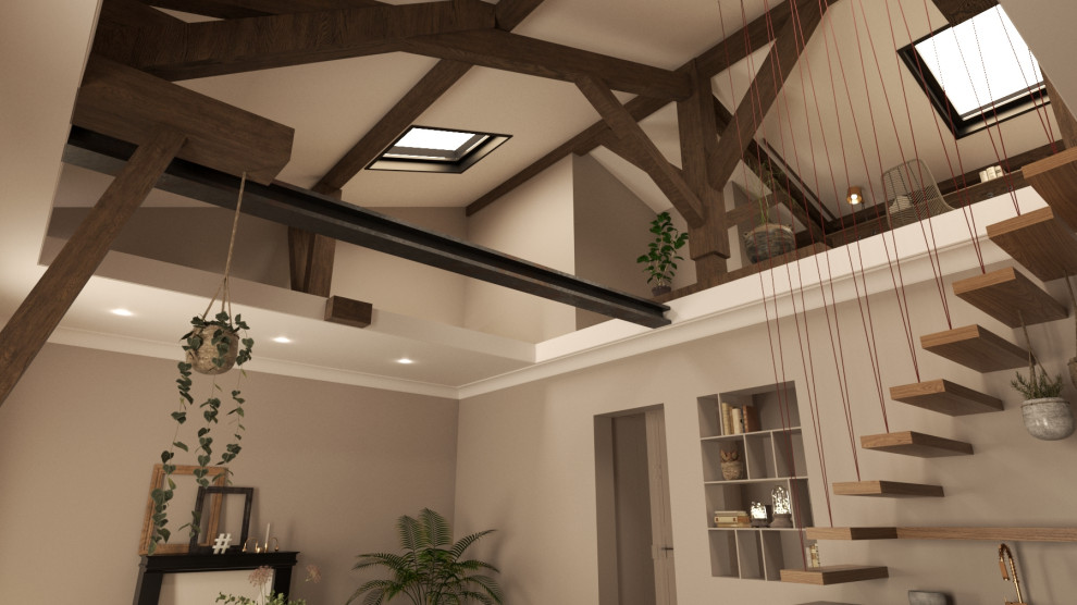 Projet - Mezzanine vue depuis l'espace salle à manger - Modélisation 3D