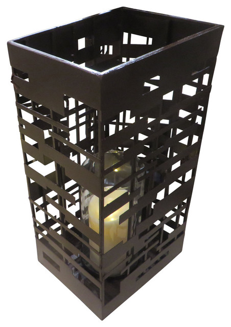 Tall 24" Geometric Squares Candle Holder, Abstract Pillar ...