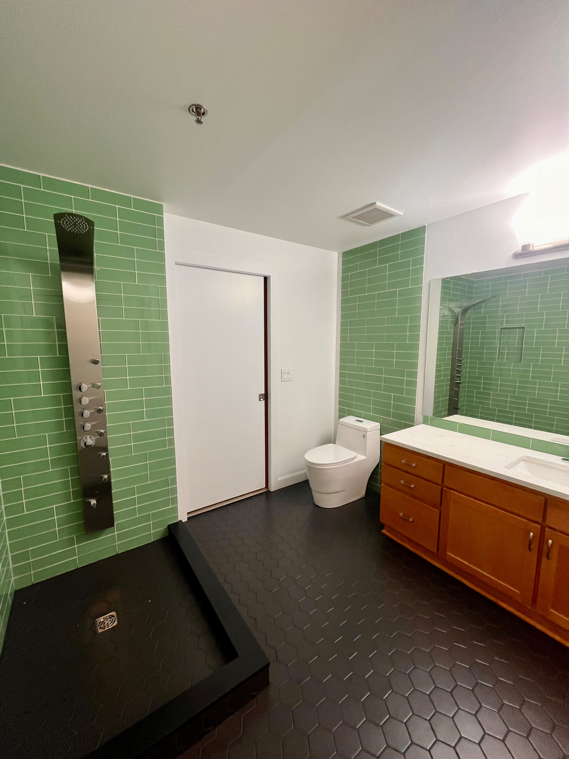 Green glass shower