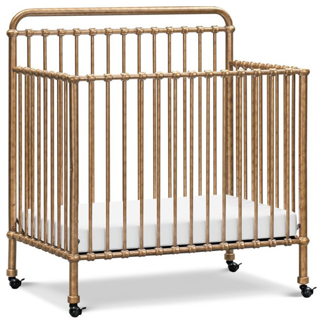 Namesake Winston Metal 4in1 Convertible Mini Crib in Vintage Black
