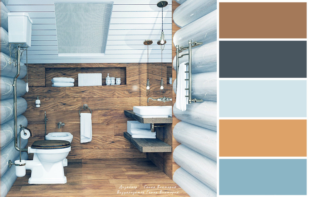 Ванная комната (круглый брус) с элементами лофта